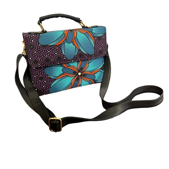 NEW Ankara African Print Multicolored Convertible Crossbody Purse Handbag - Picture 1 of 9